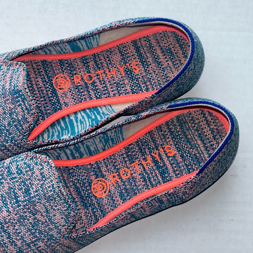 Rothy’s Turquoise Melange Blue Pink Teal Neon Flats - Size 10.5 - Picture 4 of 9